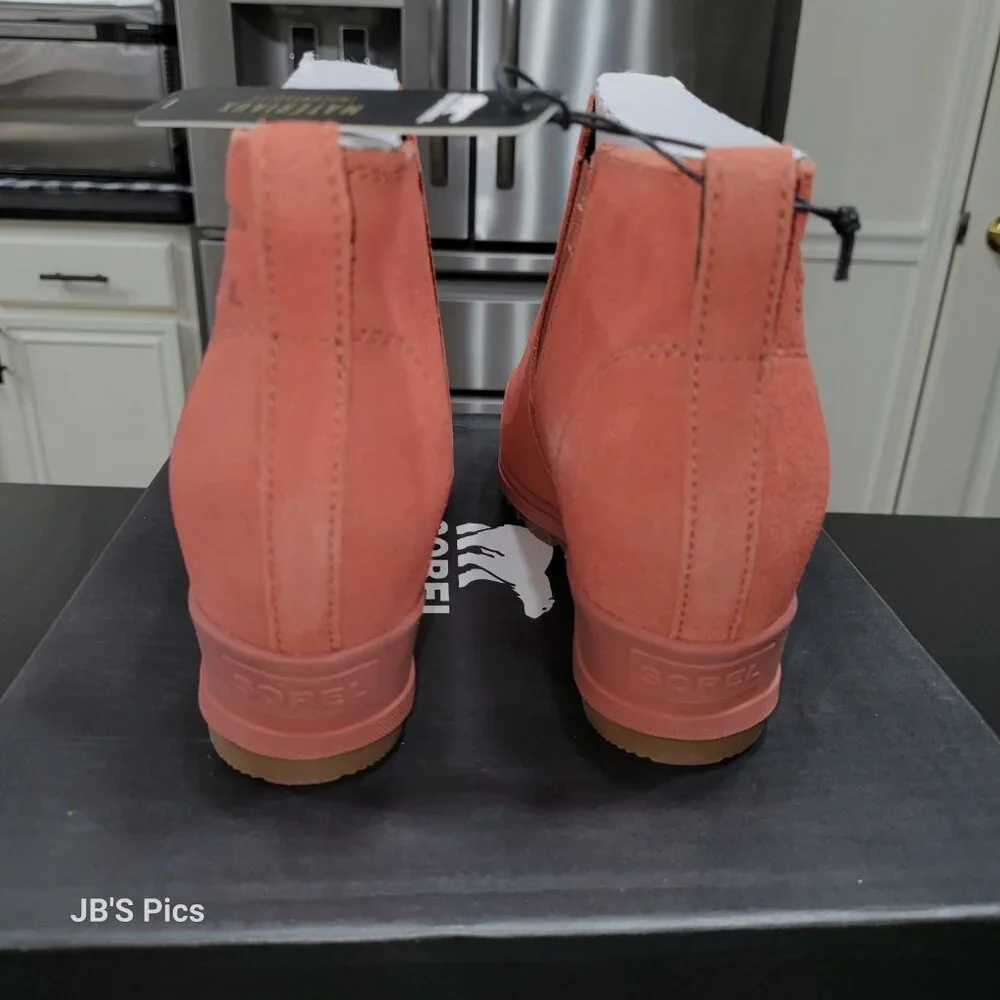 Sorel Evie Pull On Wedge Booties Warp Red Womens Waterproof Rain Boot BRAND NEW - Picture 9 of 15